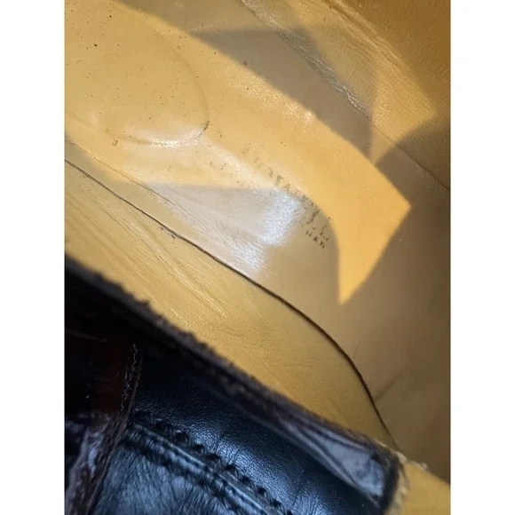 Black Chunky Leather Square Toe Oxford Heeled Shoes Grunge Clueless Y2K VTG 8 B‎ - Picture 5 of 8